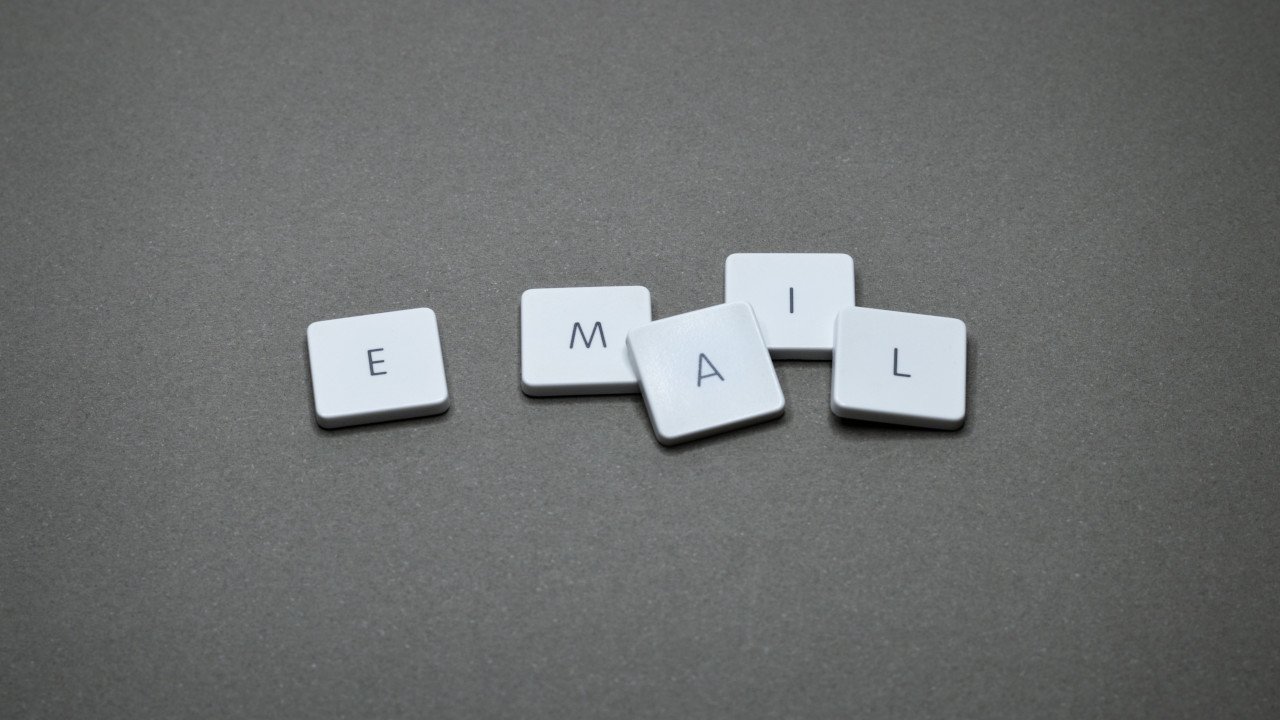 The word EMAIL spelled out on plastic tiles